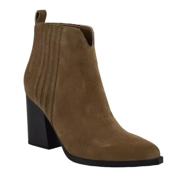 Marc Fisher Maree Brown Suede Block Heel Bootie Size 10 NWT $169 MSRP - Picture 1 of 6